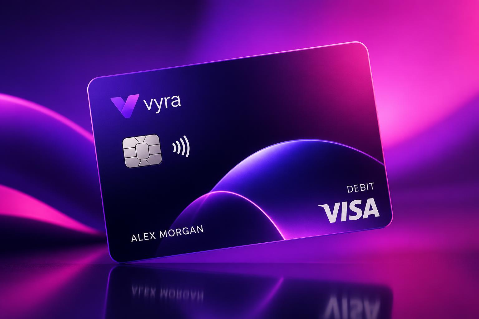 Digital products floating in a violet gradient scene